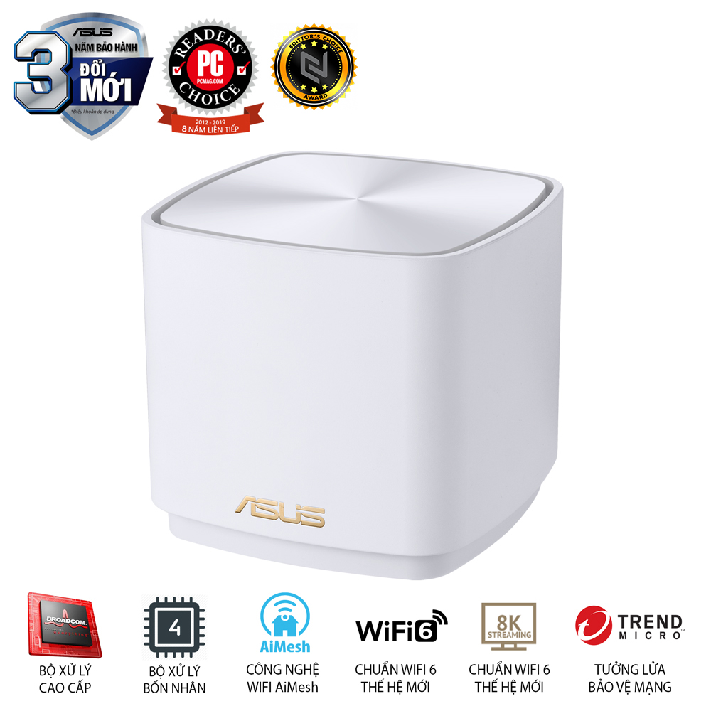 Hệ thống MESH WI-FI 6 ASUS XD4 (W-2-PK) Mini ZenWiFi AX1800 Băng Tần Kép - Hàng Chính Hãng