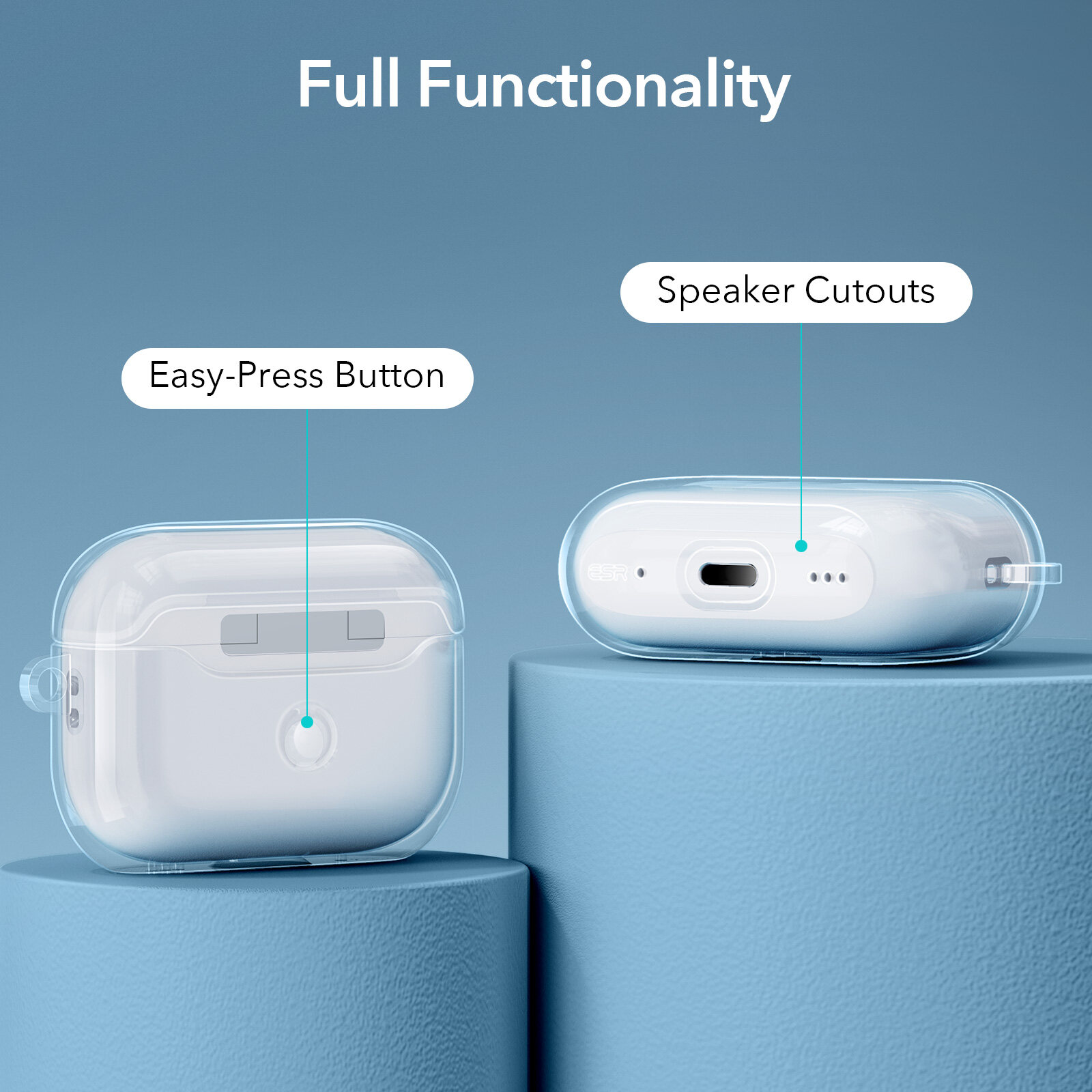 Bao Case ESR Air Ripple Crystal Clear dành cho AirPods Pro 2 và Airpods Pro - Hàng Chính Hãng