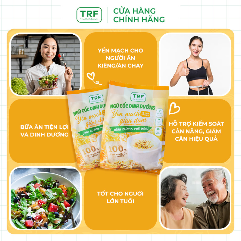 Bột Ngũ Cốc Dinh Dưỡng Giảm Cân Yến Mạch Giàu Protein The Rich Foods Dừa Organic 400gr