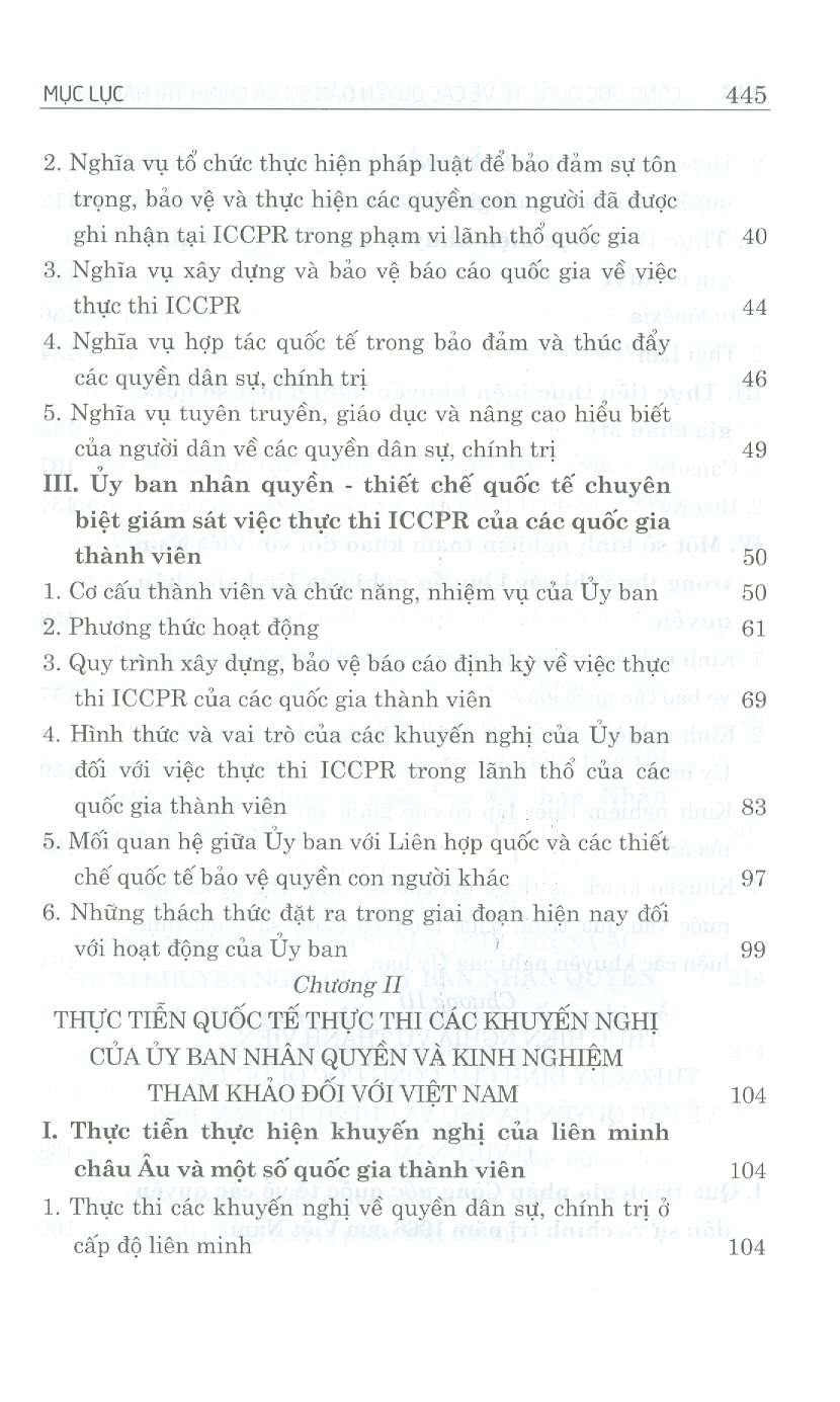 Công ước quốc tế về các quyền dân sự và chính trị năm 1966 và việc thực thi các khuyến nghị của ủy ban nhân quyền tại Việt Nam