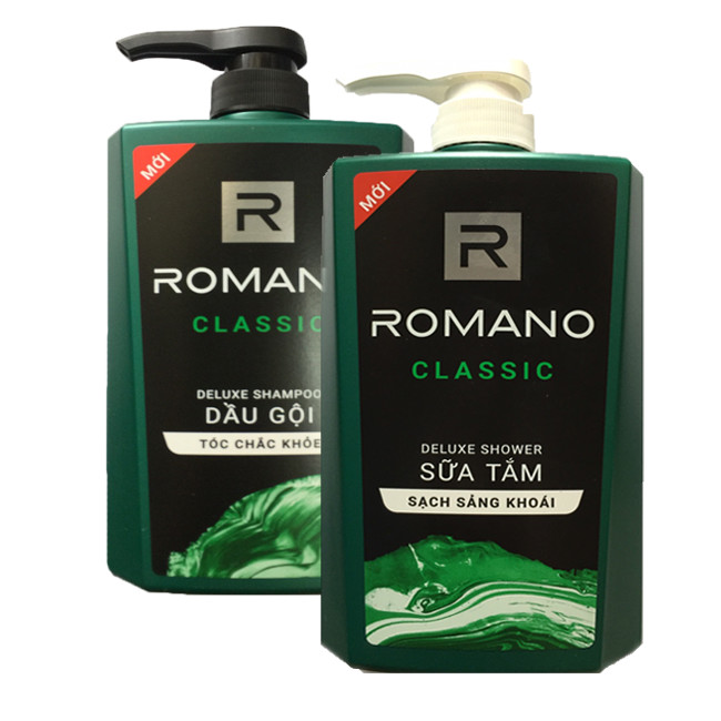 Combo Dầu gội Romano Classic 650ml + Sữa tắm Romano Classic 650ml +Tặng 5 gói dầu gội