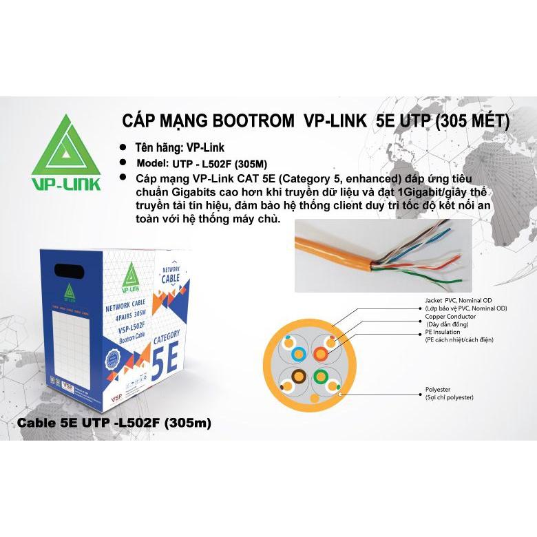 CÁP MẠNG VP-LINK CAT5E 300M L502F UTP LOẠI TỐT, CHUYÊN BOOTROM DÂY DÙ TRỢ LỰC