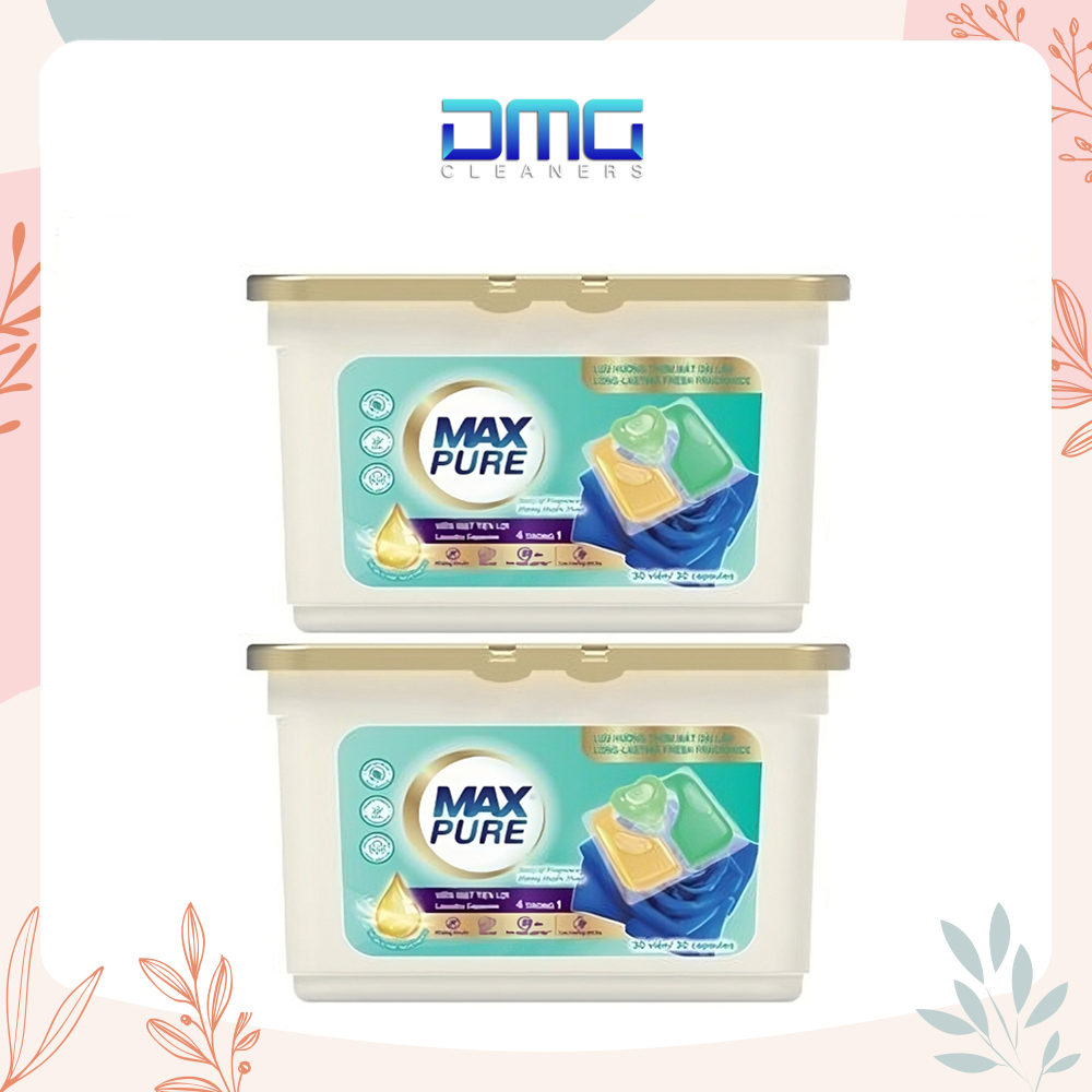Combo 2 Hộp Viên Giặt Tiện Lợi Max Pure 4in1 hương Huyền Thoại + hương Đắm Say tặng 3 vỉ viên treo bồn cầu Evershine