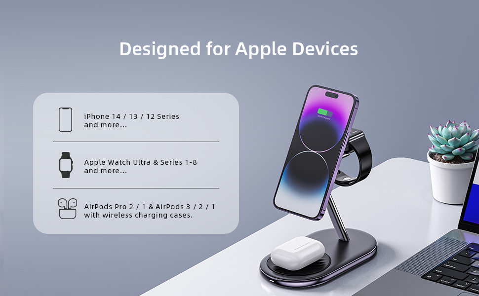 Đế sạc không dây cho iPhone, Watch, Airpod Innostyle Magstation 3in1 - Hàng chính hãng