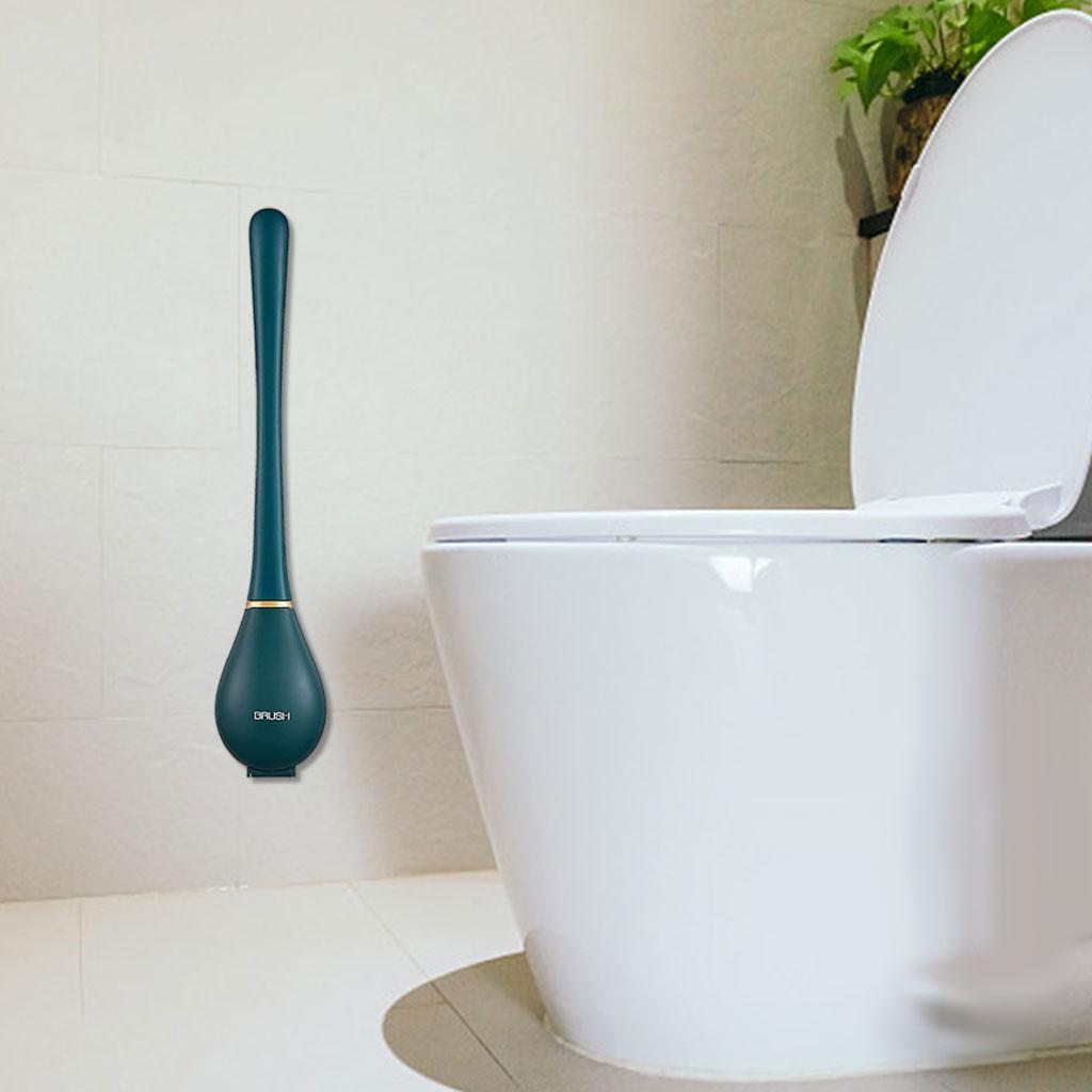 Silicone Toilet Brush with Holder Wall Mounted Cleaning Bathroom Brushes Set