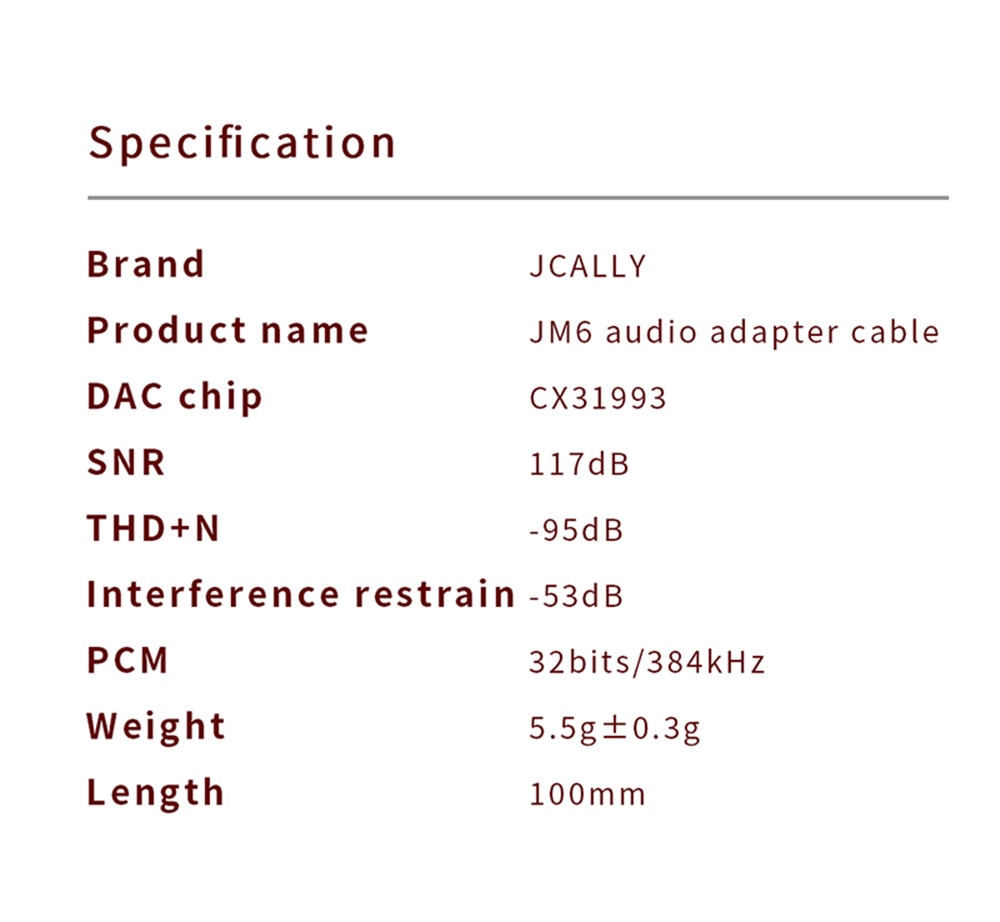 [NC] JCALLY JM6 Bộ giải mã với Chip Dac CX31993 | Cáp chuyển đổi âm thanh | Dongle Dac Amp | Hỗ trợ đàm thoại - Hàng Chính Hãng