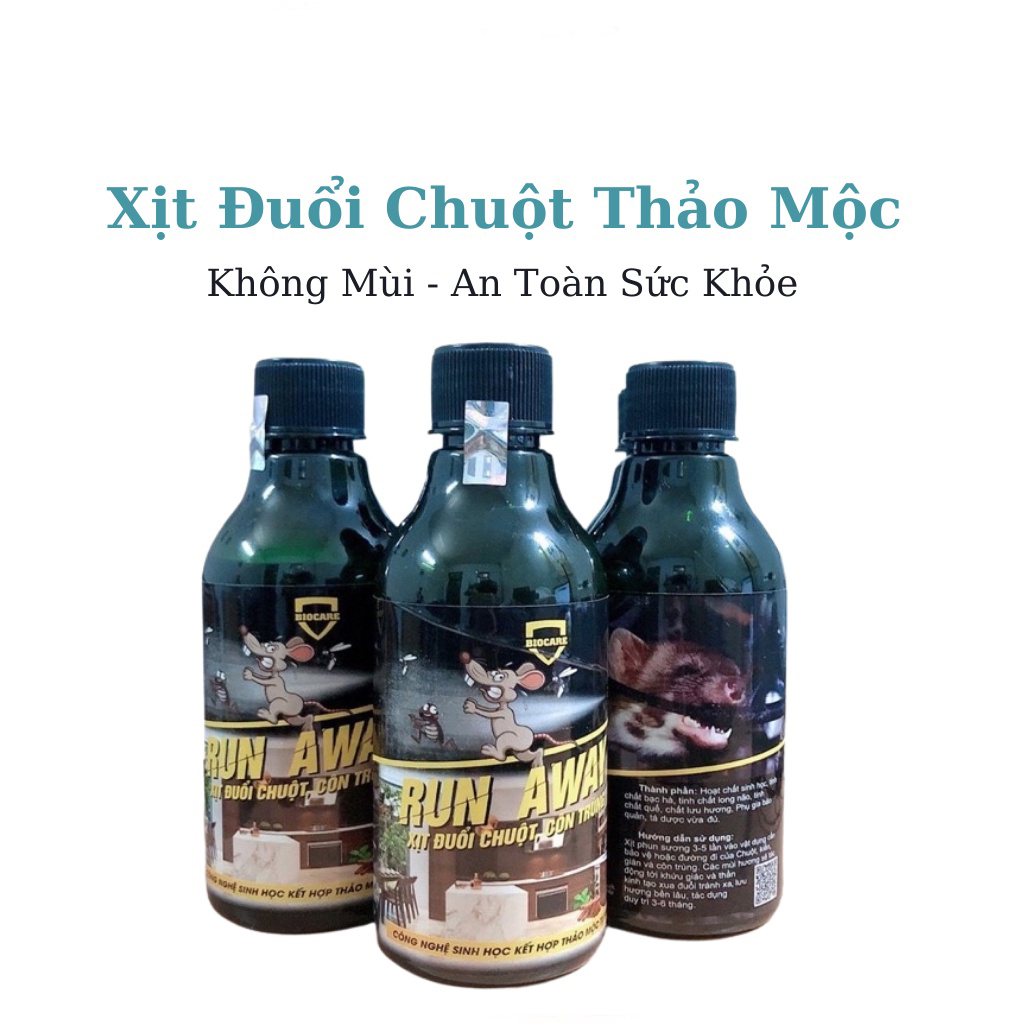 Xịt Đuổi Chuột Run Away - Không Mùi, An Toàn - Xua Đuổi Chuột, Gián, Côn Trùng ... Chỉ Sau 1 Lần Xịt