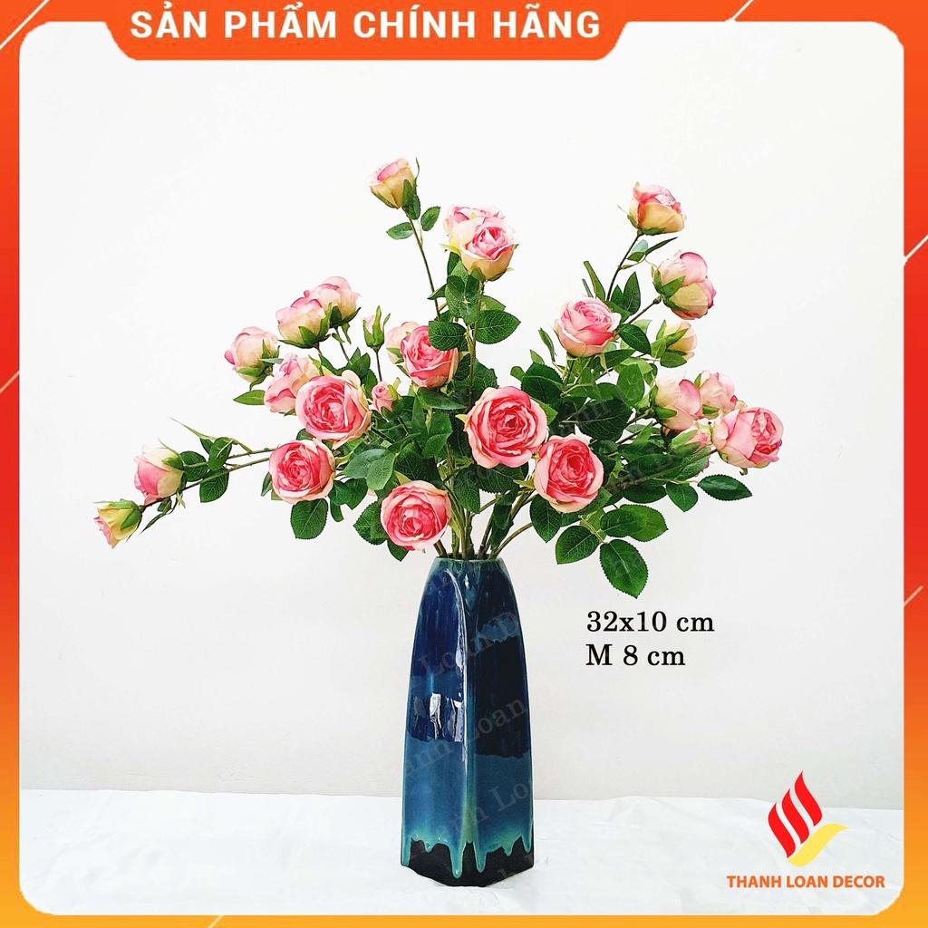 Bình hoa gốm sứ Bát Tràng trang trí phòng khách cỡ trung cao 25 cm - 32 cm - Men xanh hỏa biến