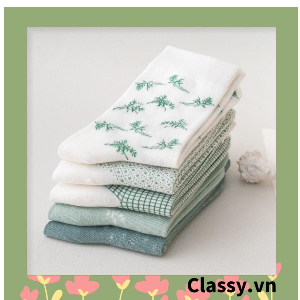 Tất cổ cao, vớ cổ cao Classy tông màu xanh hàn quốc dễ thương G1426