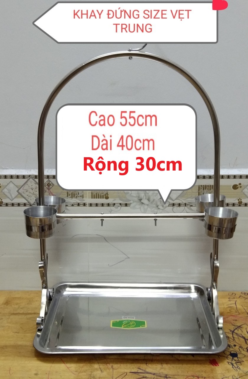 1 bộ cầu đứng size trung kèm xích nhuyễn nhập khẩu 0.8 và vòng chân cho mọi dòng vẹt