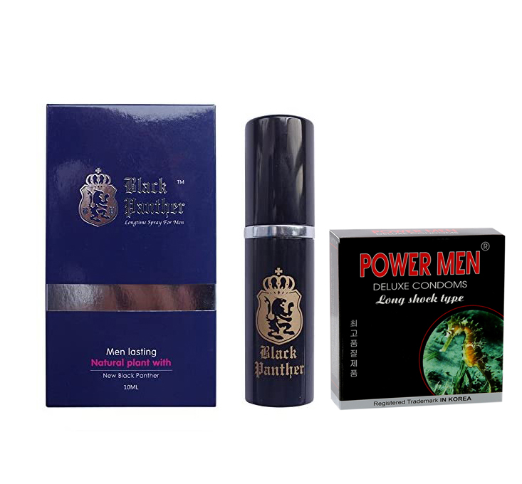 Chai Xịt Chống Xuất Tinh Sớm Black Panther Nhật Bản - Kèm BCS Powermen Hộp 3 Chiếc  - Hàng Chính Hãng 100% - Che Tên Sản Phẩm