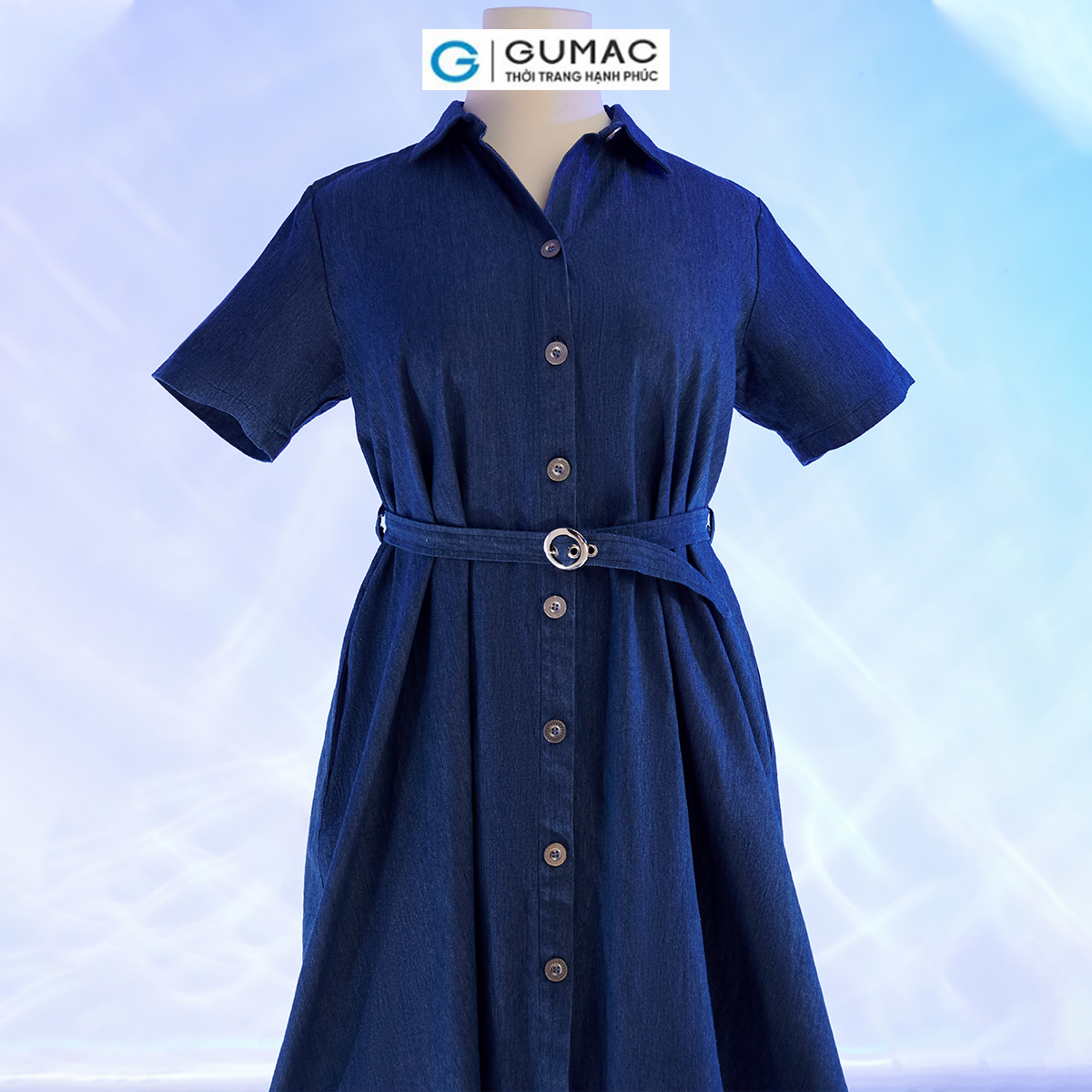 [Có size đến 85kg] Đầm sơ mi bigsize denim thời trang GUMAC DD10039