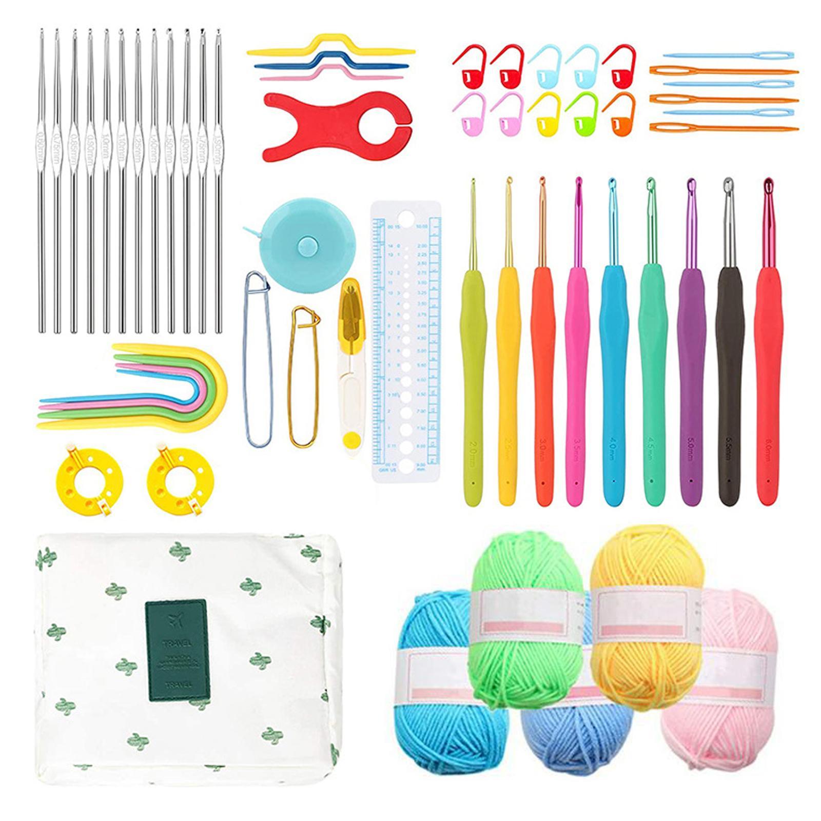 Crochet Hook Set Knitting with Case Weave Yarn Kits for Beginners