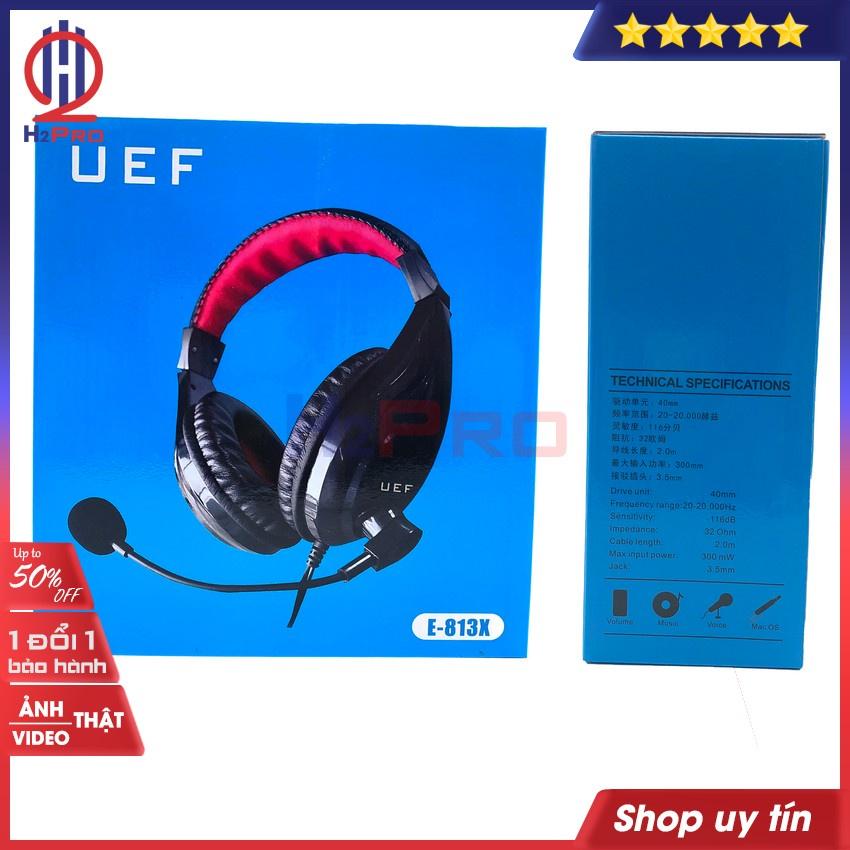 Tai nghe chụp tai có dây UEF E-813X H2Pro có micro-chống ồn-tiếng rõ-bass khoẻ (1 chiếc), tai nghe gaming cao cấp 1.3m