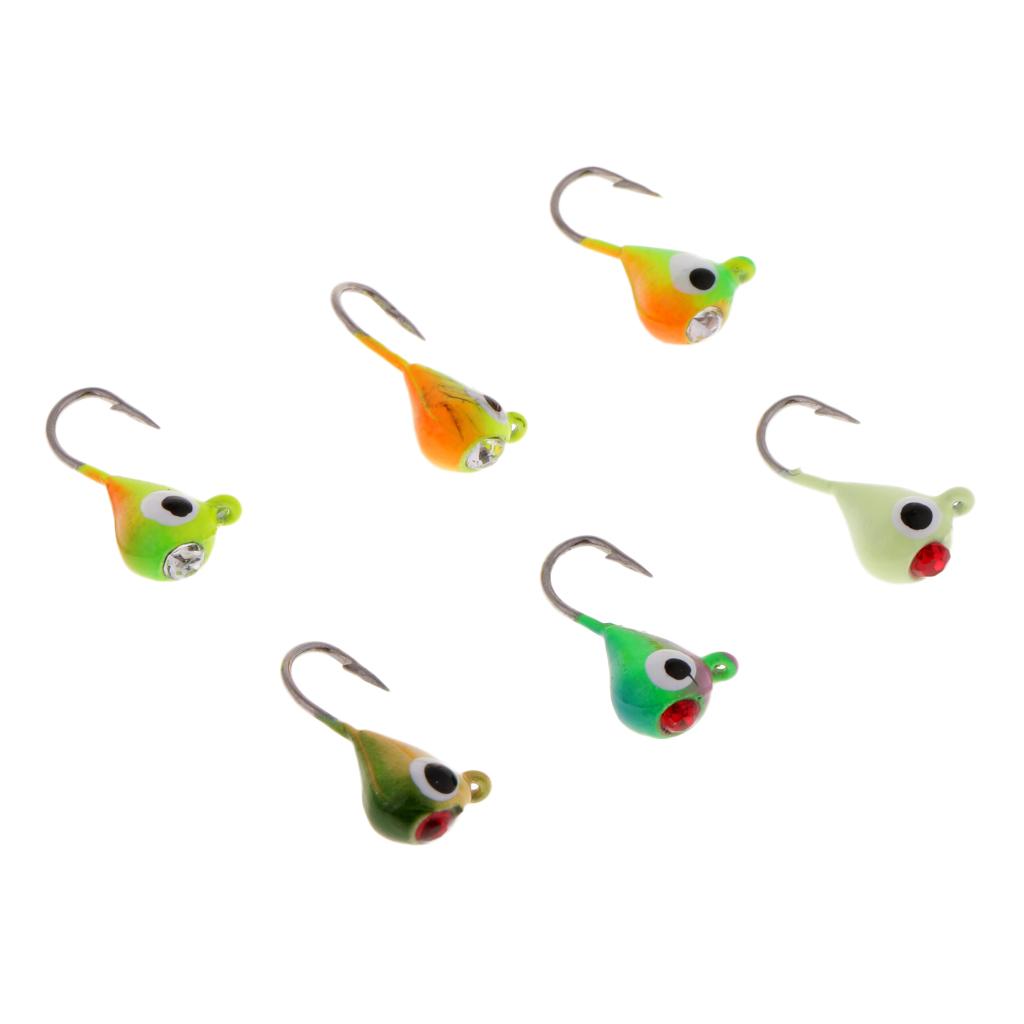 6pcs Ice Fishing Jigs Lure with Single Hook Jig Head Baits Artificial Bait