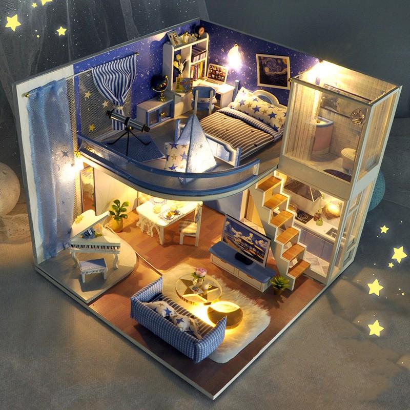 Mô hình nhà DIY Doll House Dream Starry Kèm Mica Chống bụi