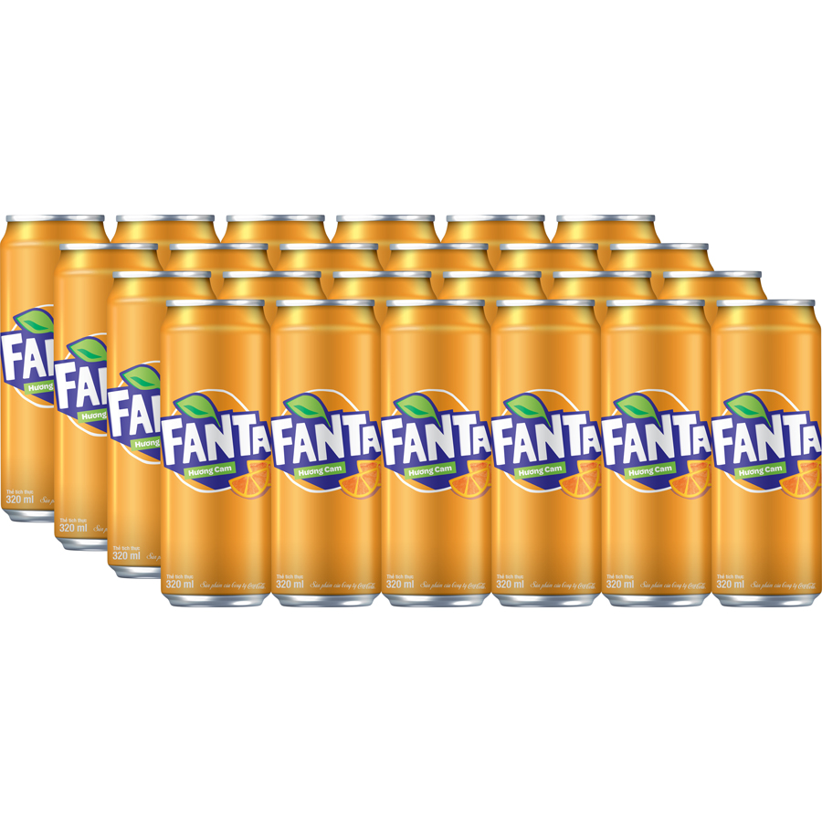 Thùng 24 Lon Nước Giải Khát Có Gas Fanta Cam 320ml x 24