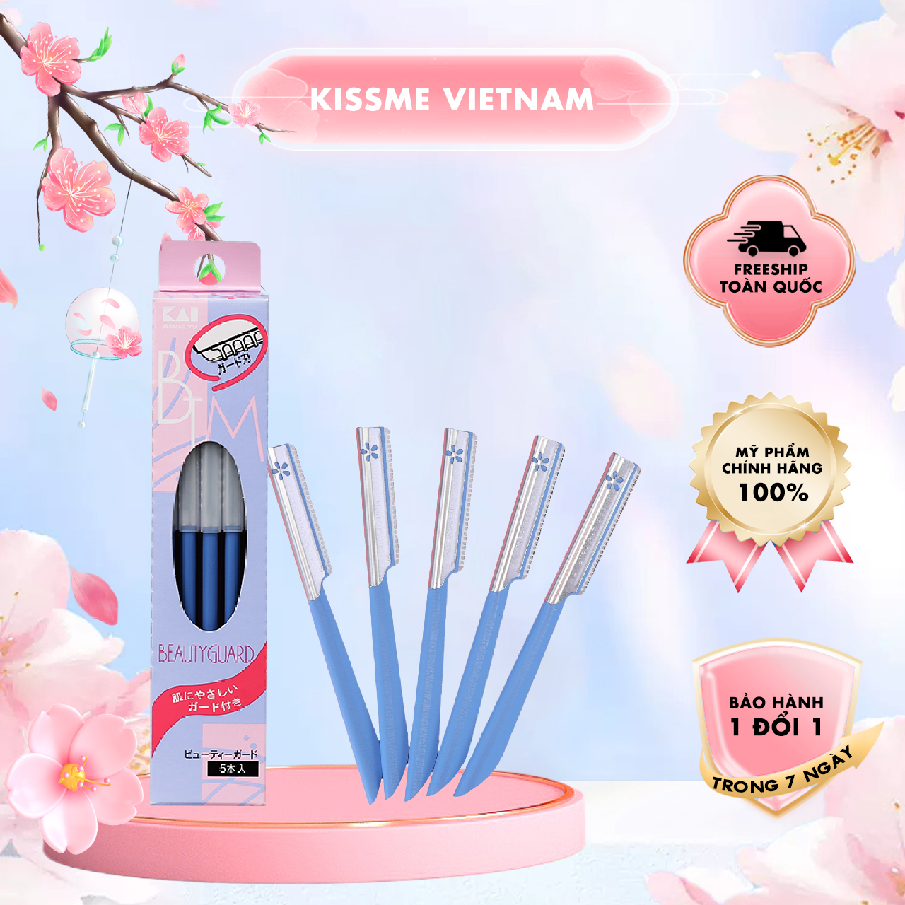Dao Cạo Lông Mày Cán Dài Lưỡi Thép Không Gỉ Kai Beauty Guard 06616