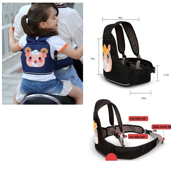 Đai Xe Máy Bảo Vệ An Toàn Cho Bé 1-10 Tuổi, Bé Ngồi Trước Hay Sau Đều Sử Dụng Được - Giao Ngẫu Nhiên