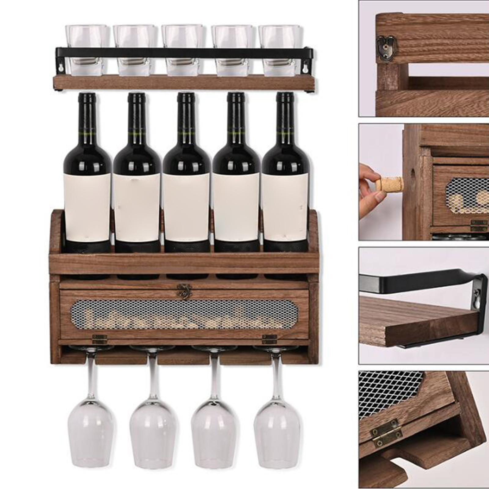 Wall Mounted Rack Glass Holder Storage Shelf Home & Kitchen Decor