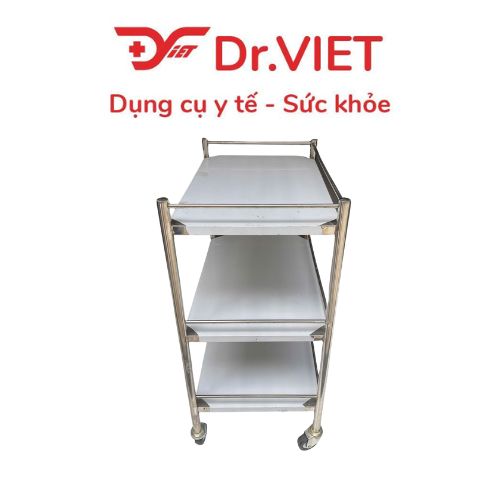 Xe đẩy Inox Drviet - 40x60 - 3 tầng - Không hộc