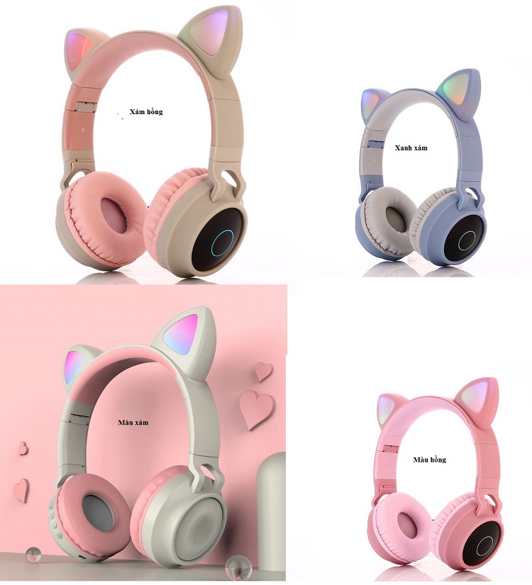 Tai Nghe Bluetooth Tai Mèo Cá Tính BTC-0028 Vớ 4 Màu Sắc .Đa Dạng, Thoải Mái Lựa Chọn Khoe Cá Tính