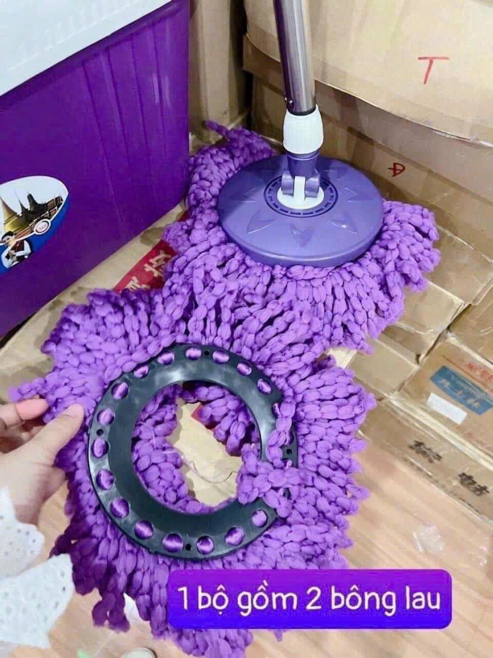Bộ lau nhà tròn xoay 360 Coco 07 Tặng kèm 2 bông lau
