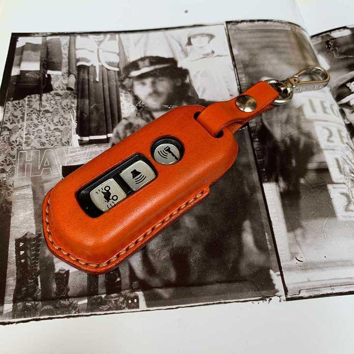 Bao da chìa khóa SH - da bò - handmade - màu cam DT382