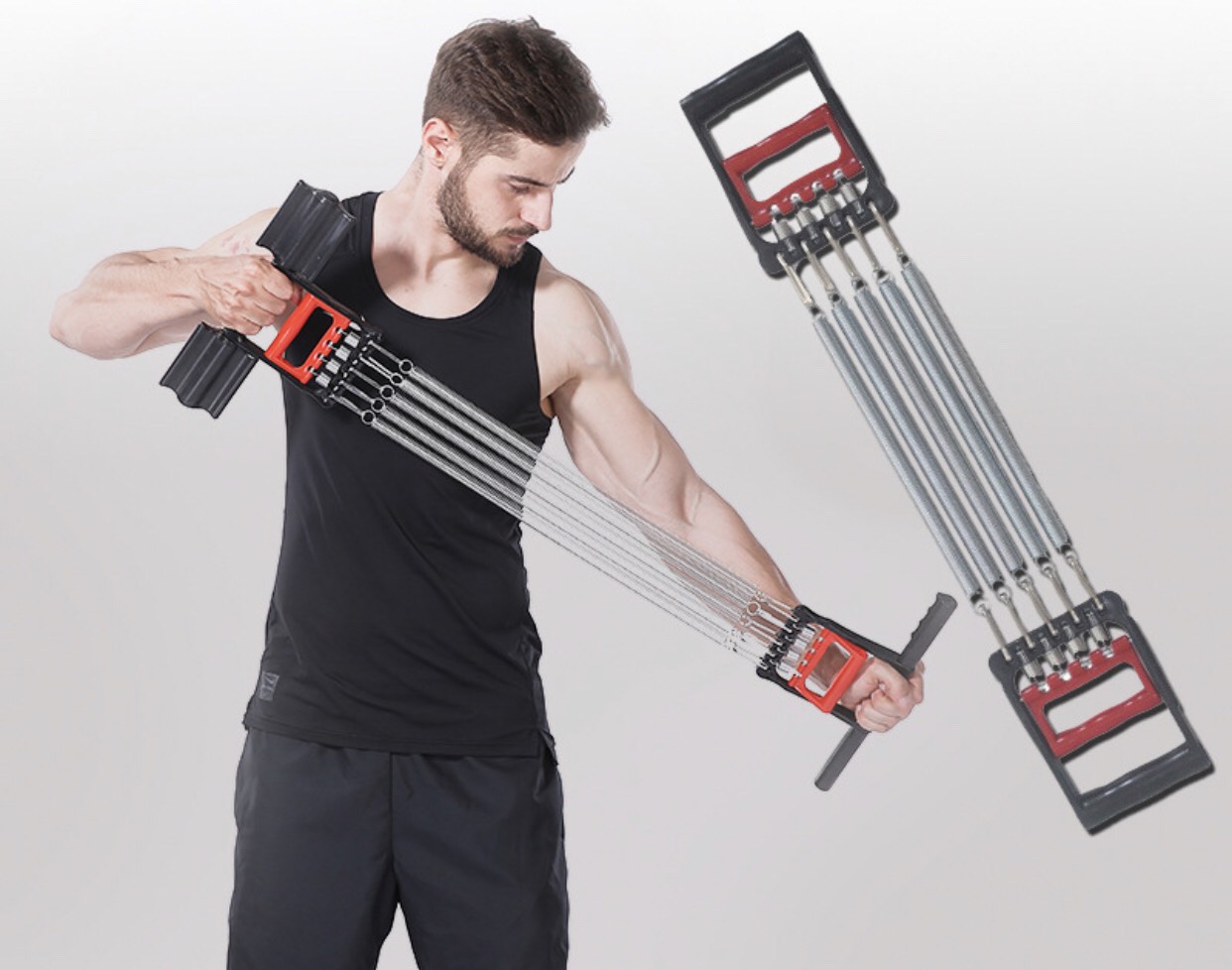 Dây Kéo Cáp 5 Lò Xo Titan Tập Thể Thao Đa Năng Có Bàn Đạp - Tập Cơ Ngực , Cơ Tay Tập GYM Hiệu Quả Tại Nhà