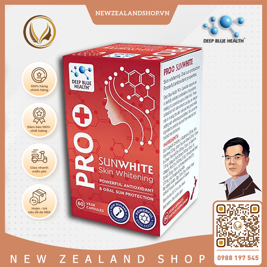 Viên uống chống nắng, trắng da Deep Blue Health Pro+ Sun White 60 viên