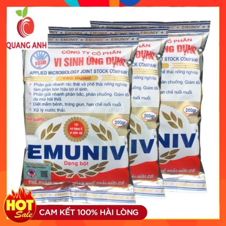 Combo 3 Gói Chế Phẩm Vi Sinh Xử Lý Phế Thải Hữu Cơ EMUNIV - Gói 200gr