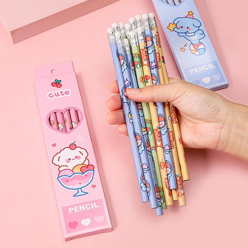 Hộp 6 chiếc bút chì kèm tẩy gấu xinh cute - nguồn hàng giá sỉ