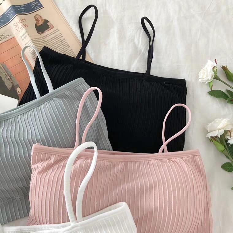 Áo bra 2 dây gân - Áo ngực học sinh dáng croptop