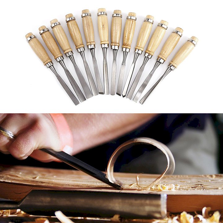Bộ 12 mũi dao đục, khắc gỗ các loại chuyên dụng dài 200mm