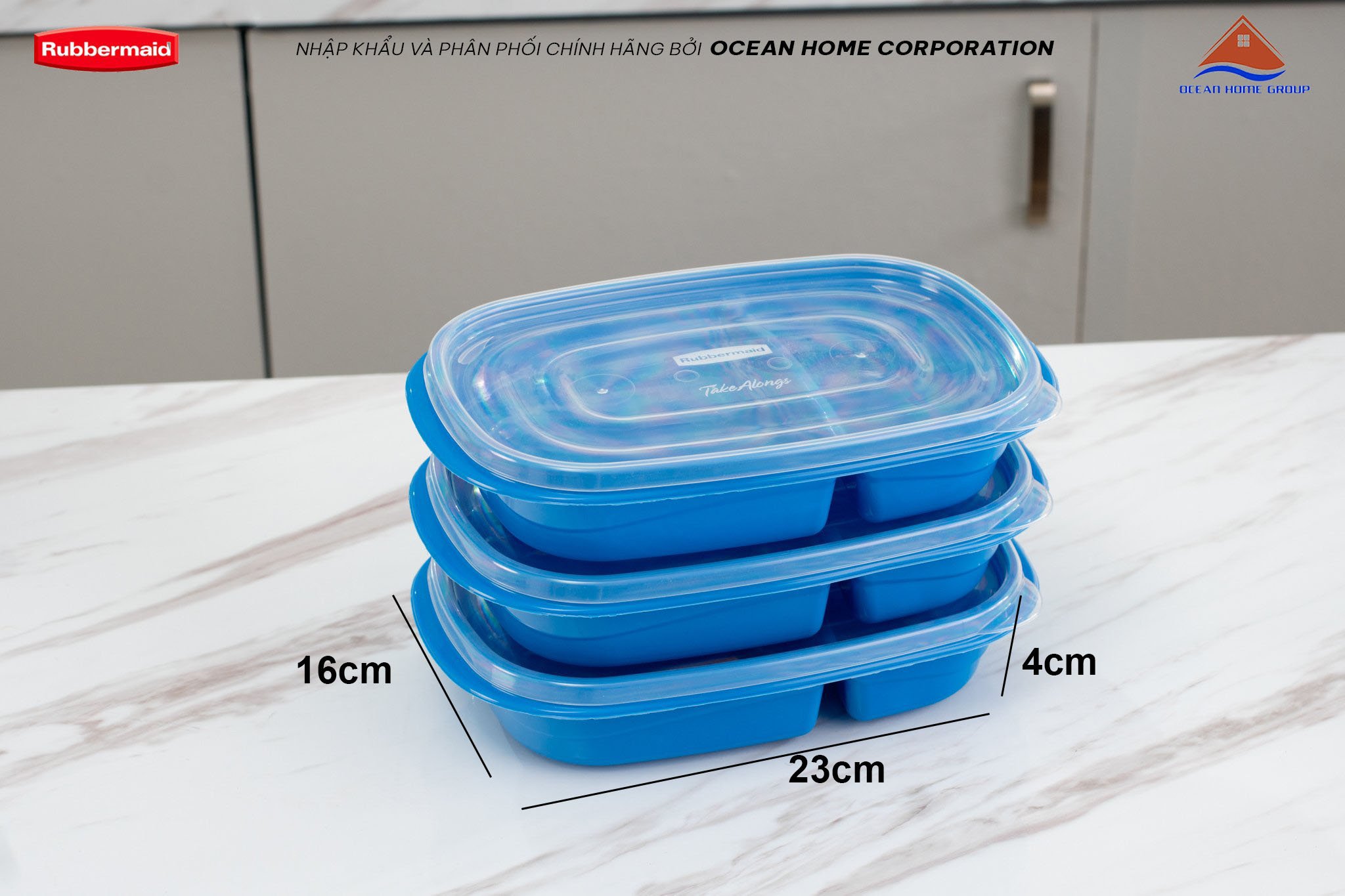 Bộ hộp đựng cơm Take along nhựa nguyên sinh Rubbermaid USA ( 3 size 887ML)