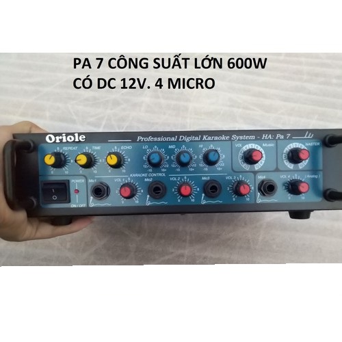 AMPLI PA7 LOẠI CÔNG SUẤT LỚN 600W CHẠY ĐIỆN 12V - HÀNG CHÍNH HÃNG