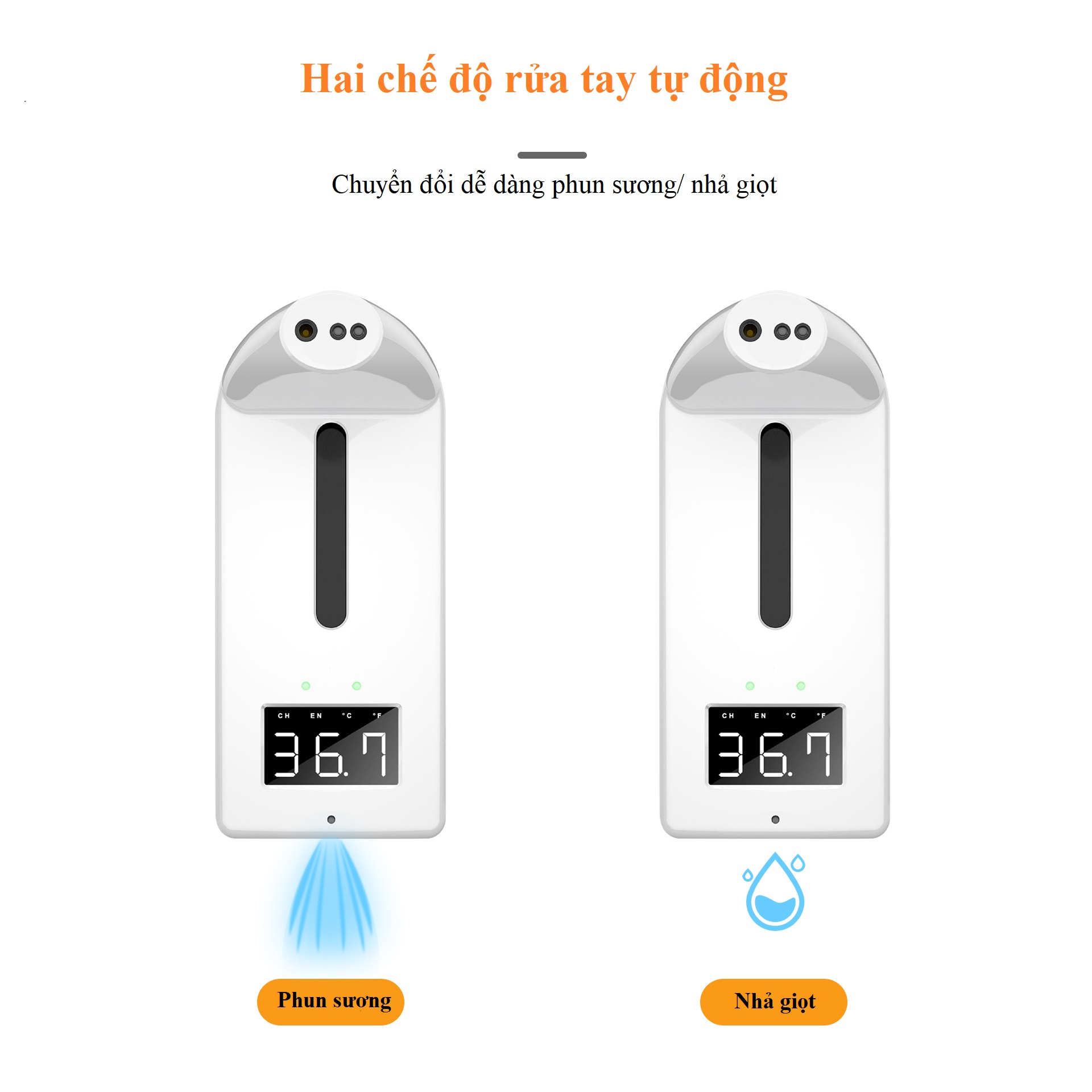 Máy đo thân nhiệt K10 pro tích hợp rửa tay tự động phun sương/nhả gel mới nhất 2021 - 15 ngôn ngữ