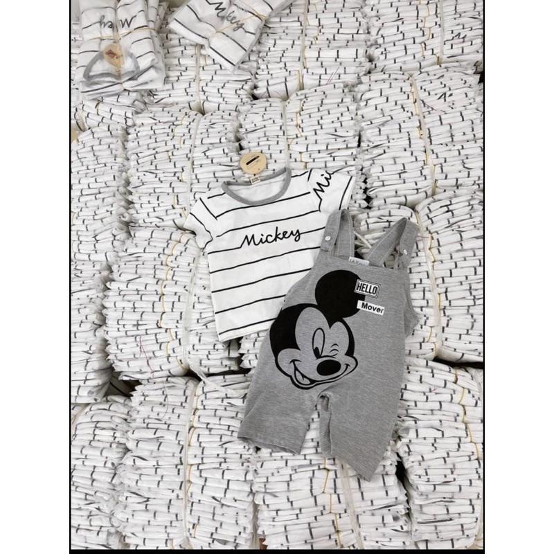 SET YẾM XÁM MICKEY MIX ÁO KẺ CHO BÉ