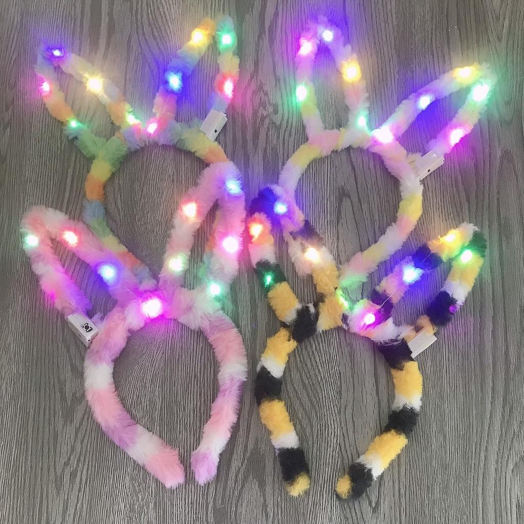 Cài tóc Tai Thỏ Phát Sáng vui chơi lễ hội , bờm tai thỏ đèn led