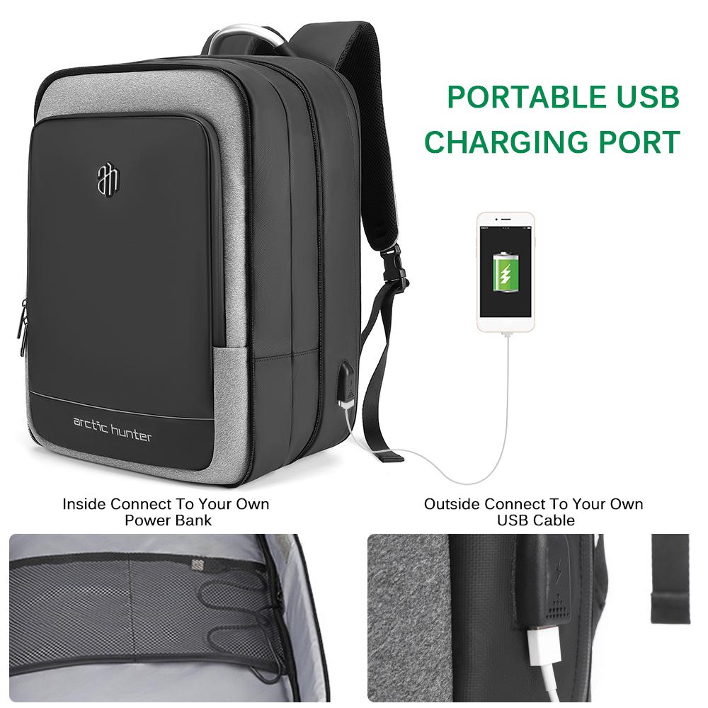 Balo laptop chống nước dung tích 40L có cổng sạc USB, để máy tính lên đến 17 inches