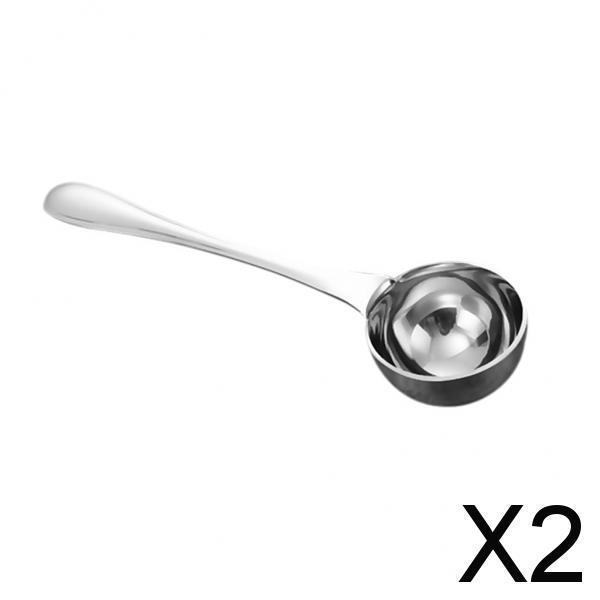 2x Stainless Steel Coffee Milk Powder Tea Leaves Self-measuring Spoon