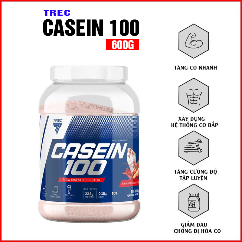 Sữa Tăng Cơ Ban Đêm Casein 100 - Nhiều Mùi Vị - Hàng Chính Hãng Trec Nutrition