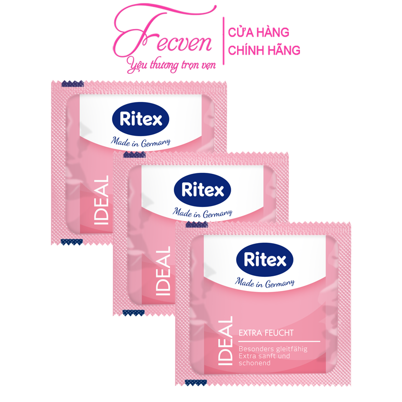 Bao Cao Su Ritex Ideal Extra Moist Tăng Gấp Đôi Lượng Bôi Trơn Giúp Cuộc Yêu Trơn Mượt Hơn, Hộp 3 Chiếc Đức