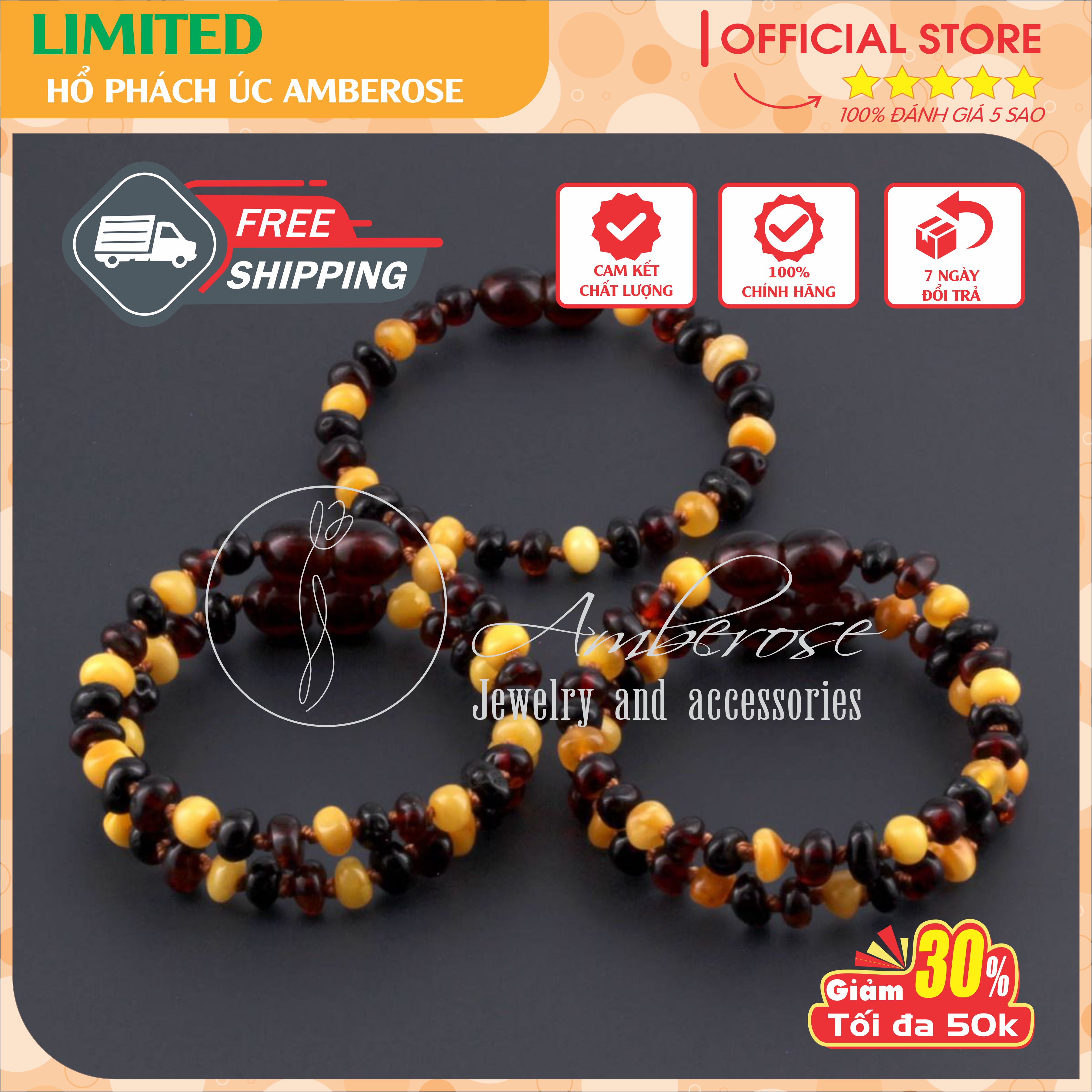 Bộ Vòng Hổ Phách Amber Úc Cho Bé 0 - 10 tuổi SABLMT622