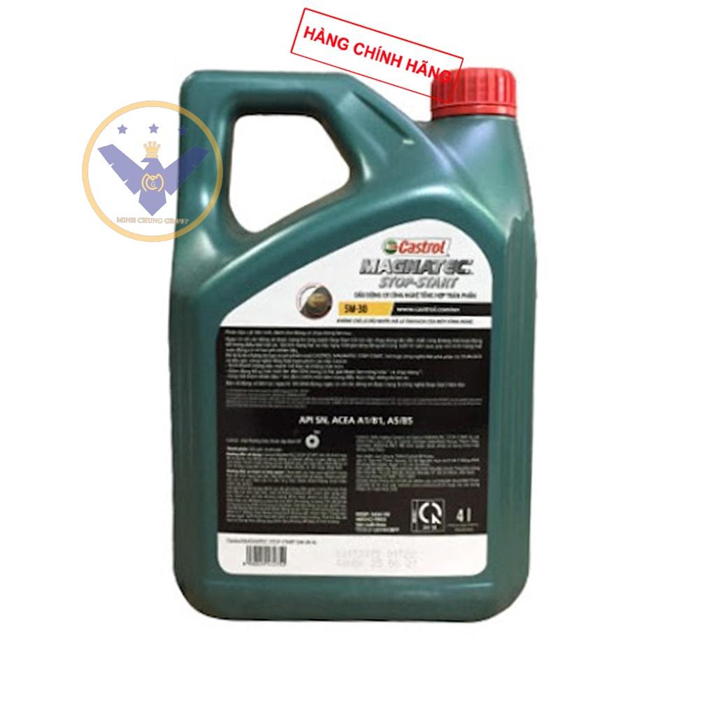 Bộ Dầu nhớt ô tô cao cấp tổng hợp Castrol Magnatec Stop Start Dualock Can 4L + Súc rửa động cơ Bluechem 250Ml