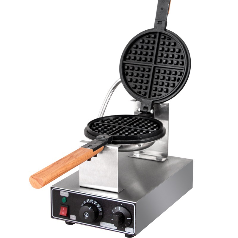 Máy Làm Bánh Kẹp Waffle Đơn Cán Gỗ Công Nghiệp Waffle Baker 220V Machine Iron PVN4681 Tặng Công Thức Làm Bánh