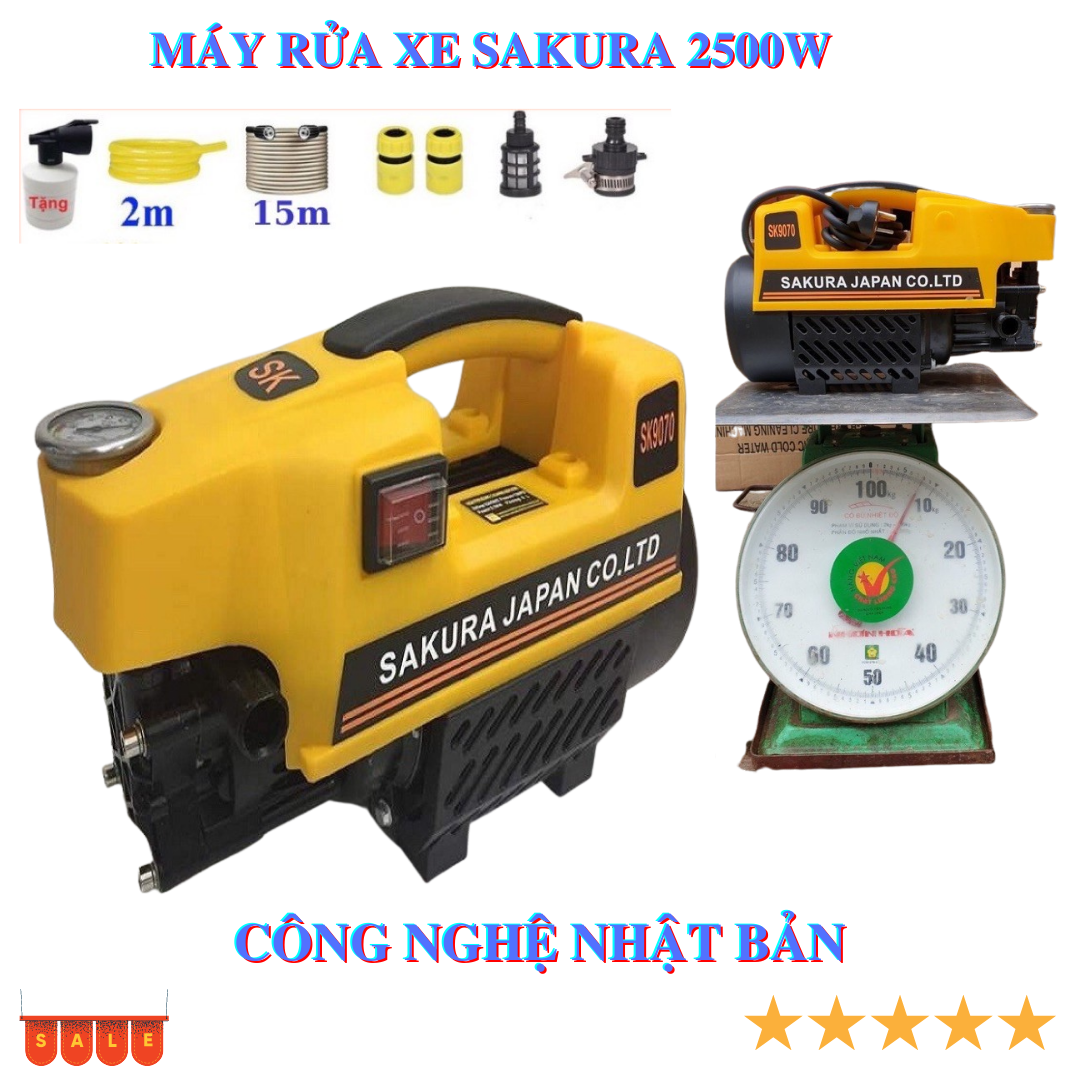 Máy rửa xe SAKURA công suất 2500w máy lõi đồng -  trọng lượng 8KG