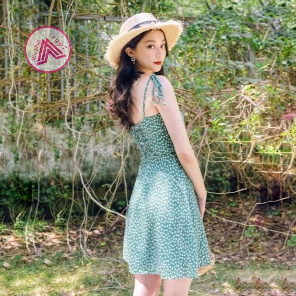 Đầm 2 Dây Thắt Nơ Vai - Chun Lưng