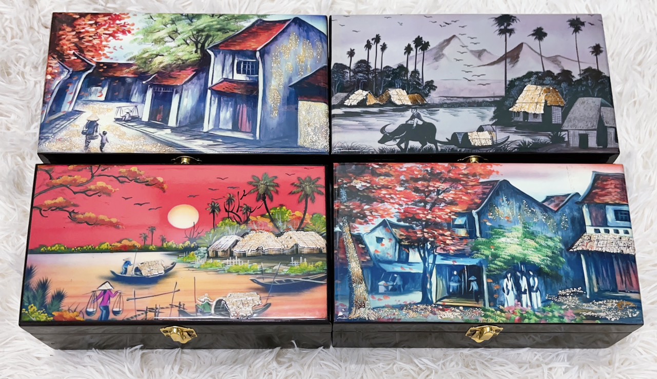 Hộp nữ trang Sơn Mài Cao Cấp Thanh Bình Lê size 14x24x6 cm đựng đồ trang sức, vật dụng nhỏ xinh, trang trí, làm quà tặng ý nghĩa