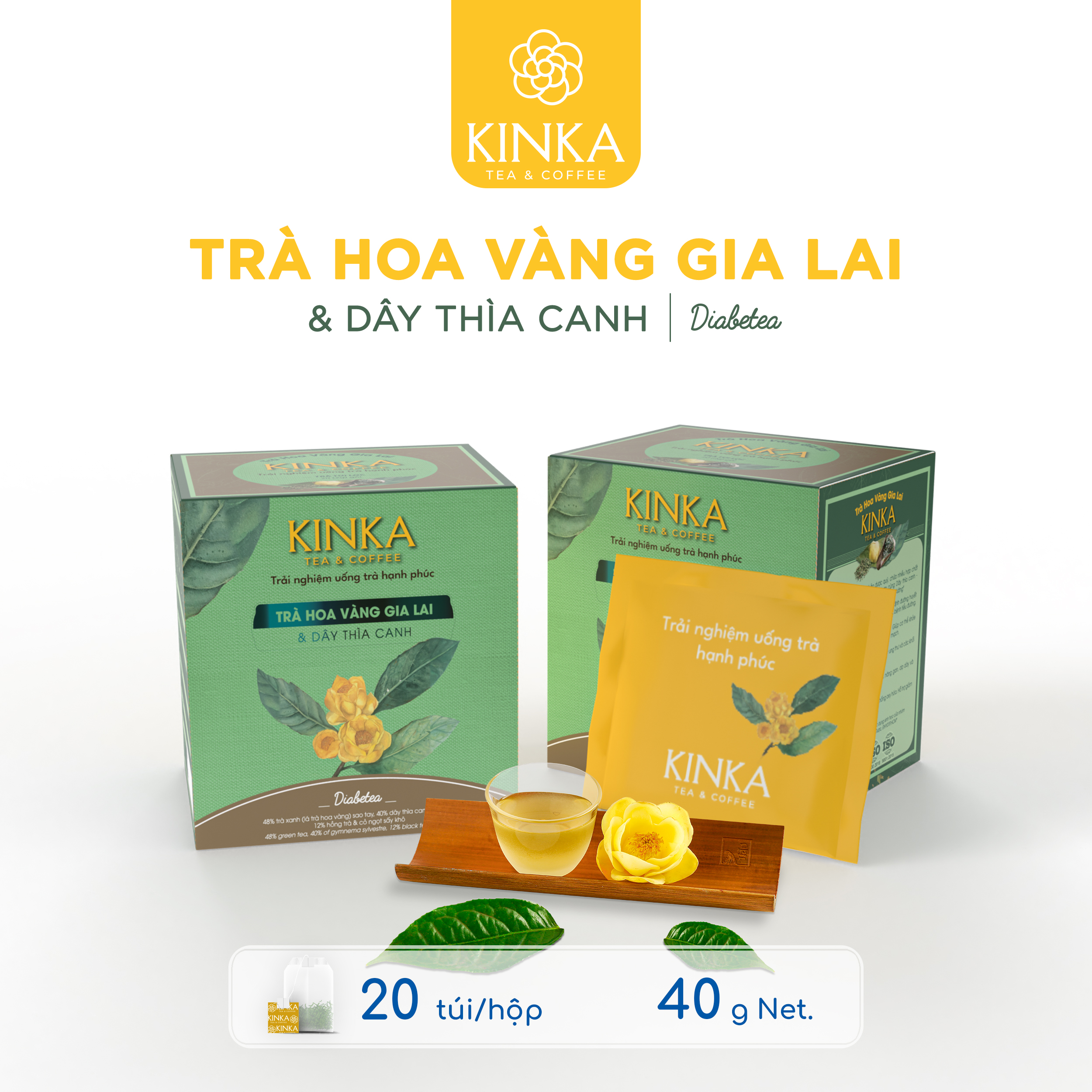 DIABETEA - Trà Hoa Vàng Gia Lai &amp; Dây Thìa Canh